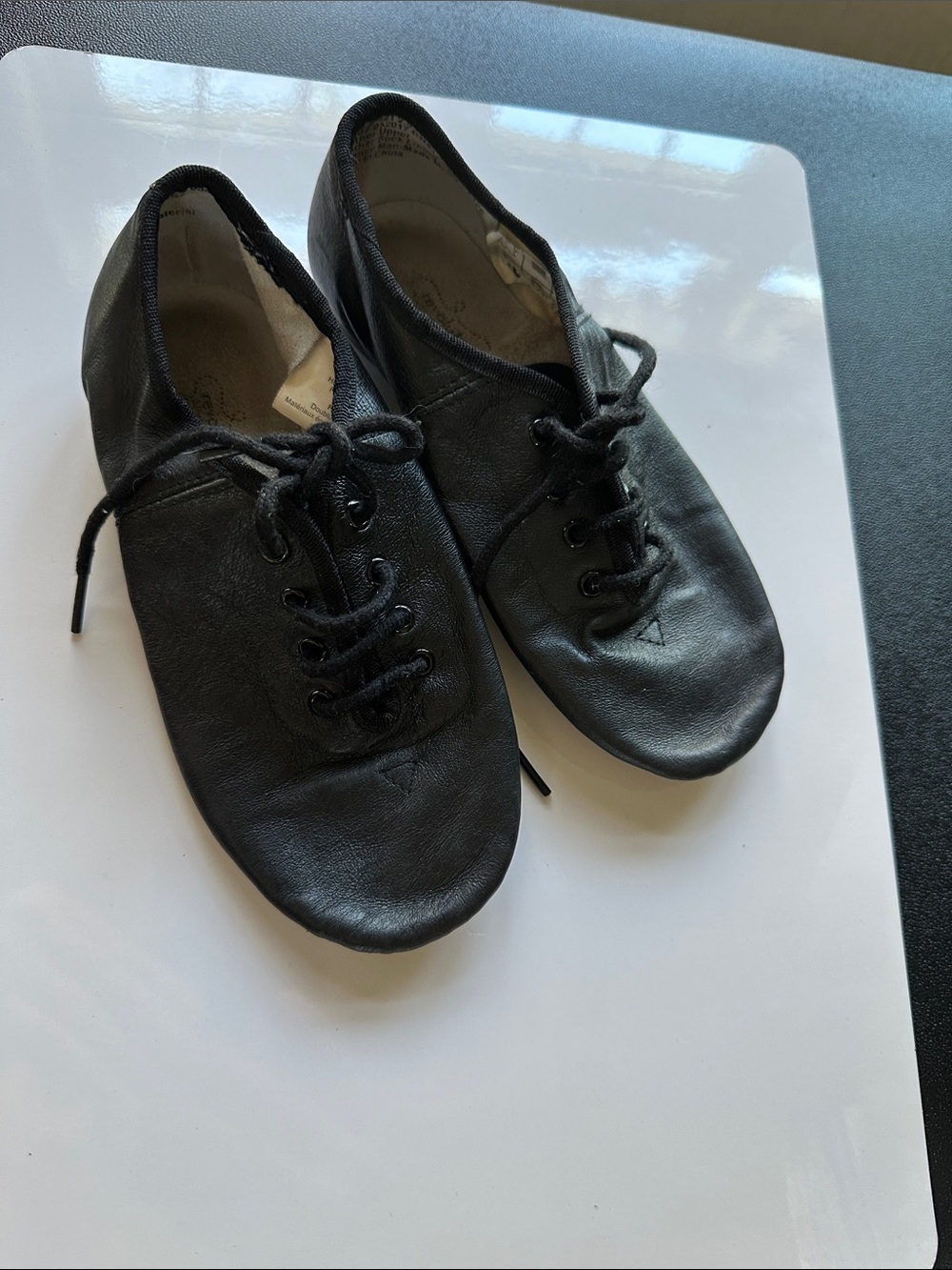 Girl’s Black Leather Lace-Up dance shoes